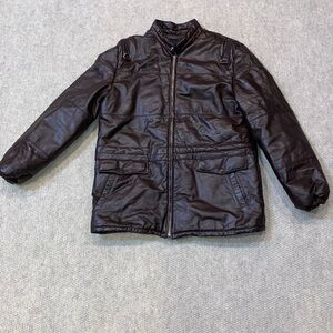 Vintage Harlin Leather Coat Jacket Full Zip Brown Men Size XL *NO SIZE TAG*